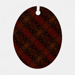 Dark striped burgundy pattern metal ornament