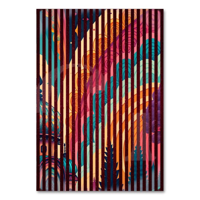 Dark Striped Fantasy Table Card – Customizable (Front)