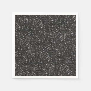 Dark Stylish Silver Grey Black Glitter Napkin