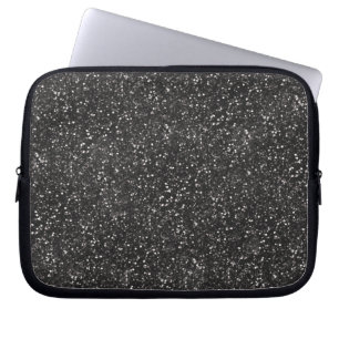 Dark Stylish Silver Grey Glitter Laptop Sleeve