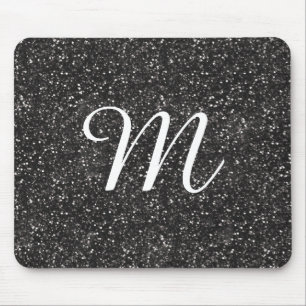 Dark Stylish Silver Grey Glitter Mouse Pad