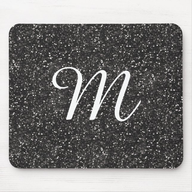 Dark Stylish Silver Grey Glitter Mouse Pad (Front)
