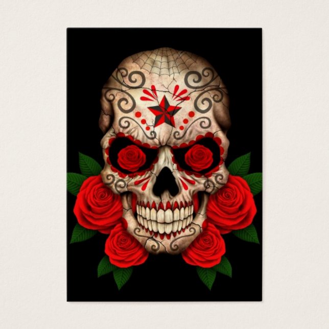 Dark Sugar Skull with Red Roses (Front)