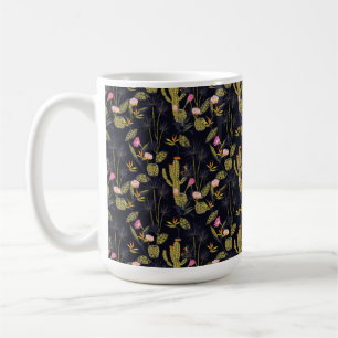 Dark Summer Night Cactus Pattern Coffee Mug