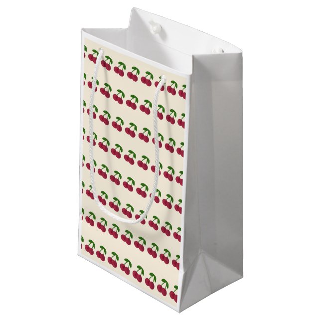 Dark Summer Time Cherries Small Gift Bag (Front Angled)