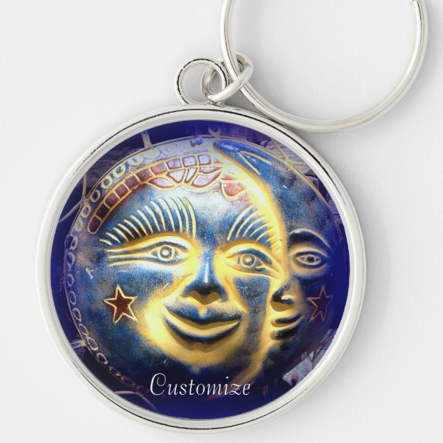 dark sun face/moon face keychain (Front)