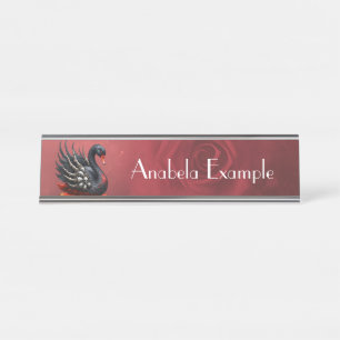 Dark Swan of Bones – Gothic Elegance  Desk Name Plate