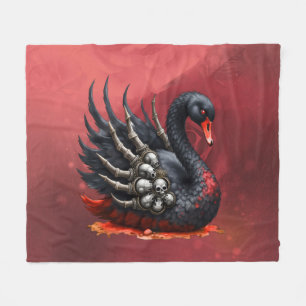 Dark Swan of Bones – Gothic Elegance Fleece Blanket
