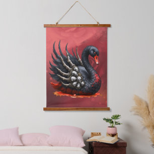 Dark Swan of Bones – Gothic Elegance Hanging Tapestry