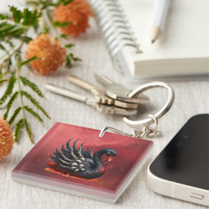 Dark Swan of Bones – Gothic Elegance Keychain