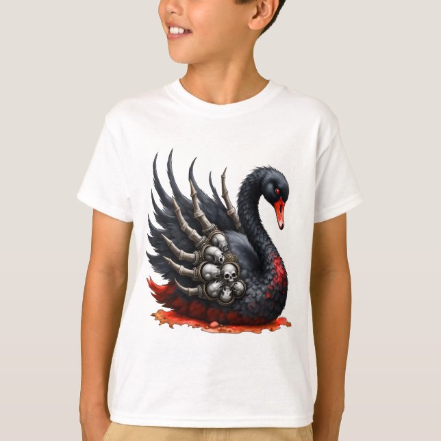 Dark Swan of Bones – Gothic Elegance  T-Shirt (Front)