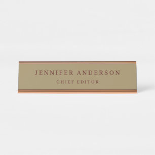 Dark Tan Brown Color Professional Modern Plain Desk Name Plate