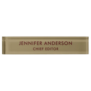 Dark Tan Brown Colour Professional Modern Plain Nameplate
