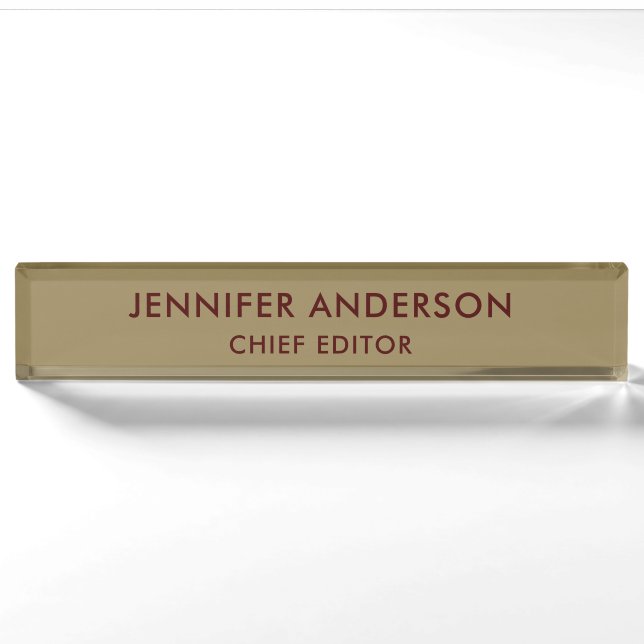 Dark Tan Brown Colour Professional Modern Plain Nameplate (Front)