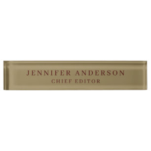 Dark Tan Brown Colour Professional Modern Plain Nameplate