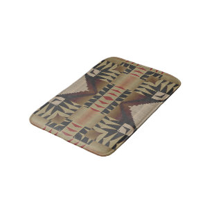 Dark Tan Taupe Brown Red Black Tribal Art Bath Mat