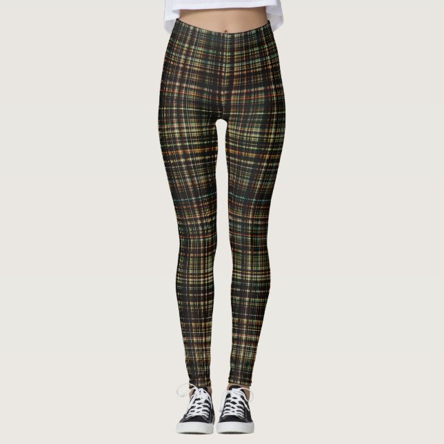 Dark Tartan (Plaid) Custom Leggings (Front)