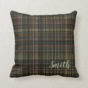 Dark Tartan (Plaid) Custom Throw Pillow