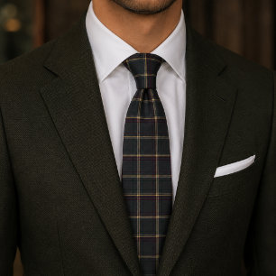 Dark Tartan Plaid in Forest Green & Burgundy Tie