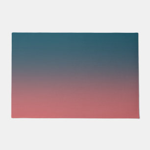Dark Teal and bright coral pink gradient Doormat