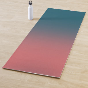 Dark Teal and bright coral pink gradient  Yoga Mat