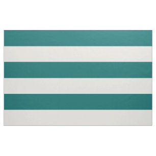 Dark Teal and Ivory Wide Stripes Large Scale Fabric