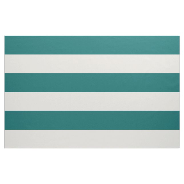 Dark Teal and Ivory Wide Stripes Large Scale Fabric (Yard)