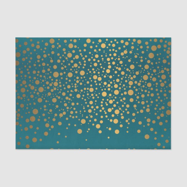 Dark Teal and Metallic Gold Confetti Tissue Paper (Front)