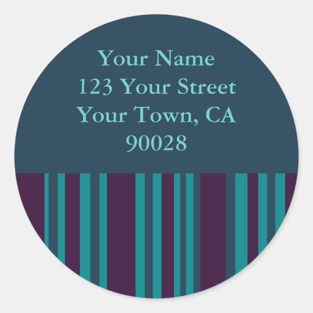 dark teal and purple striped address labels (Front)