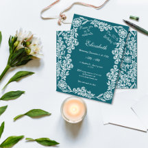 Dark Teal and White Botanical Floral 30th Birthday
