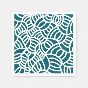 Dark teal and white Doodle Napkin