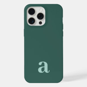 Dark Teal Blue Initial Monogram Minimal Solid iPhone 15 Pro Max Case