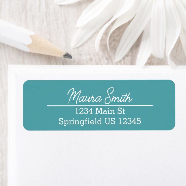 Dark teal blue minimalist return address labels (Insitu)