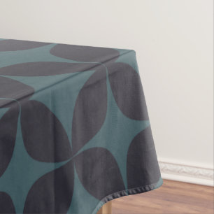 Dark Teal Blue Simple Geometric Pattern Tablecloth