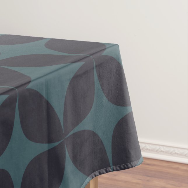 Dark Teal Blue Simple Geometric Pattern Tablecloth (In Situ)