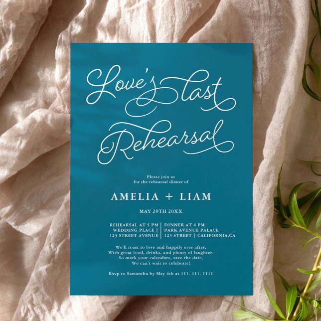 Dark teal chic Love last rehearsal dinner Invitation (Creator Uploaded)