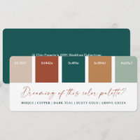 Dark Teal & Copper Fall Wedding Colour Palette Car