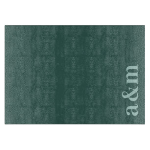 Dark Teal Couple Initials Monogram Minimalist Cutting Board