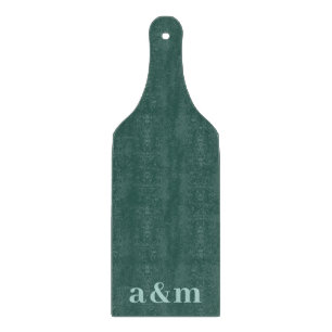 Dark Teal Couple Initials Monogram Minimalist Cutting Board