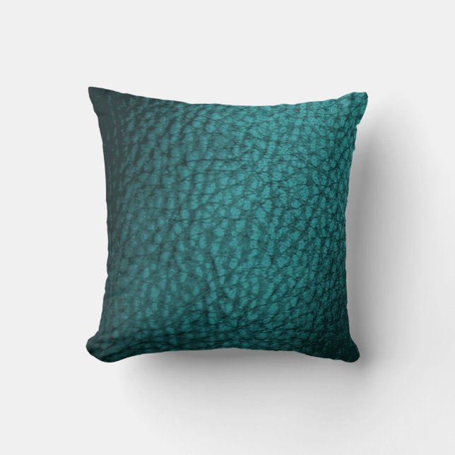 Dark Teal Faux Leather Design Throw Pillow (Front)