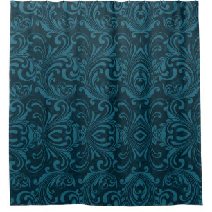 Dark teal floral damask pattern
