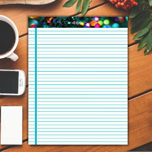 Dark Teal Glitter Lined Personalized Notepad