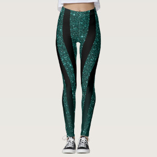 Dark Teal Glitter Sparkles Leggings