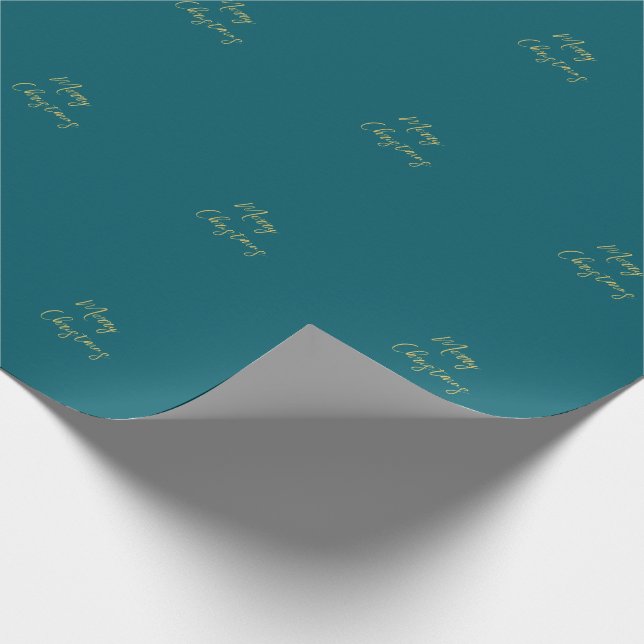 Dark Teal & Gold Colours Merry Christmas Wrapping Paper (Corner)