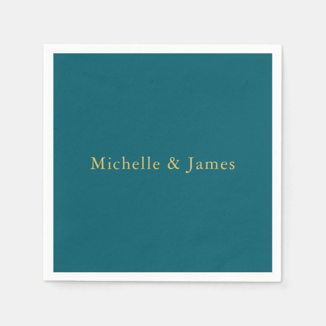 Dark Teal & Gold Colours Professional Trendy Moder Napkin (Front)