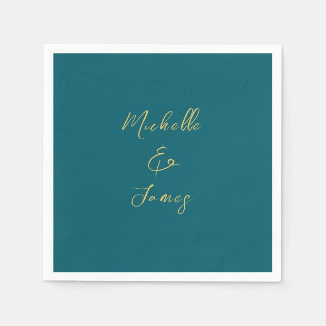 Dark Teal & Gold Colours Professional Trendy Moder Napkin (Front)