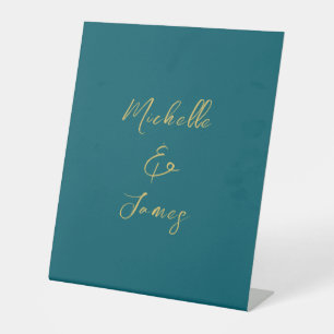 Dark Teal & Gold Colours Professional Trendy Moder Pedestal Sign
