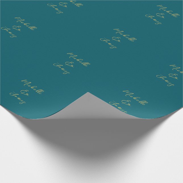 Dark Teal & Gold Colours Professional Trendy Moder Wrapping Paper (Corner)
