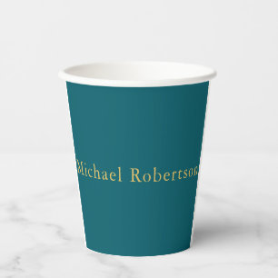 Dark Teal Gold Colours Professional Trendy Own Nam Paper Cups