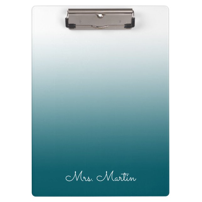 Dark Teal Gradient Personalized Teacher Clipboard (Front)